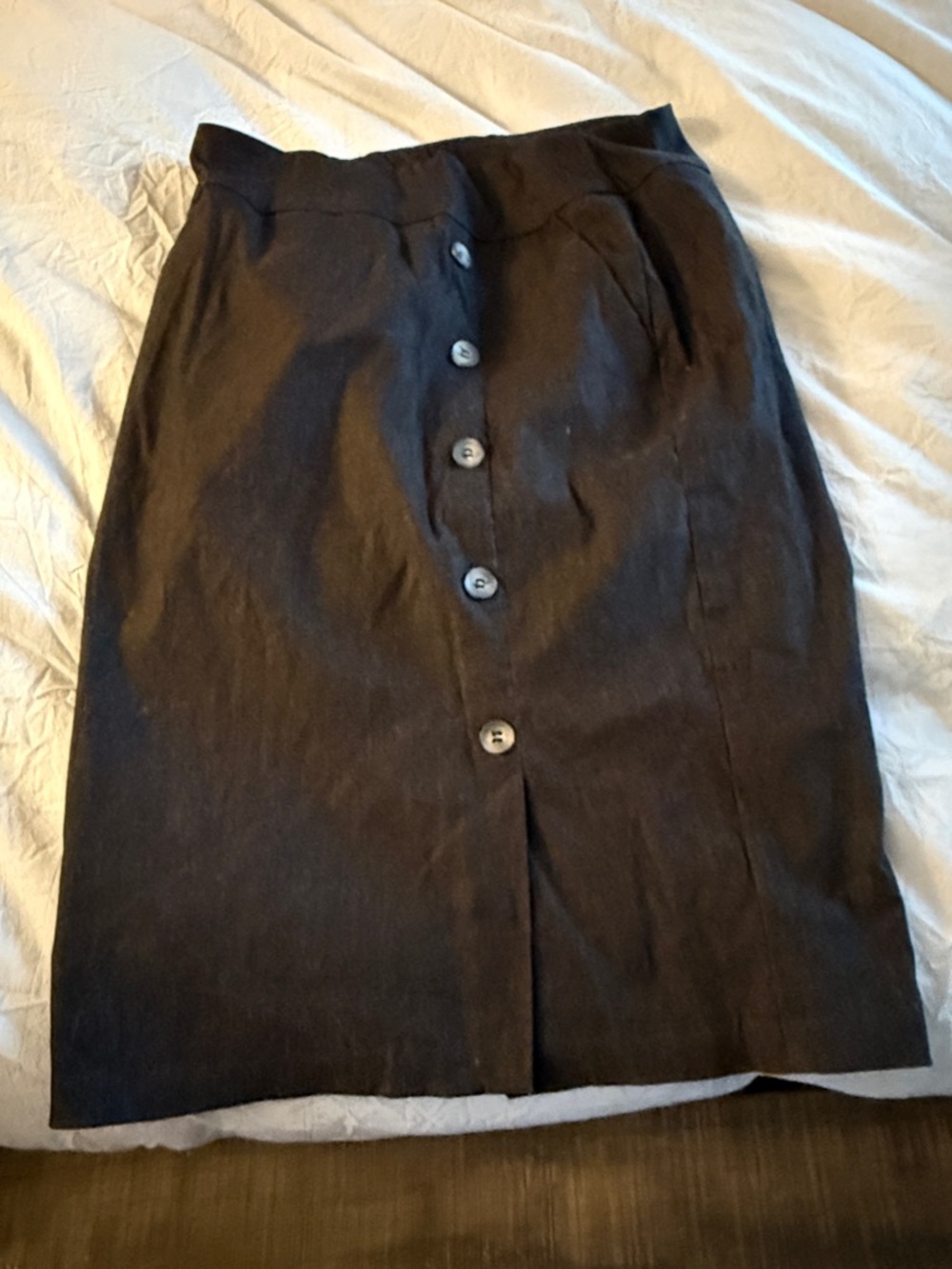 Tribal Black Button-Front Pencil Skirt